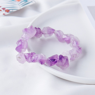 天然紫水晶矿物原石紫晶牙花矿石手串民族风女式时尚单圈手链现货