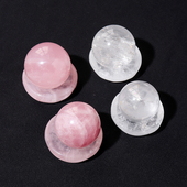 天然矿物原石圆球碗套装 饰工艺品 粉水晶矿石标本白水晶家居桌面装