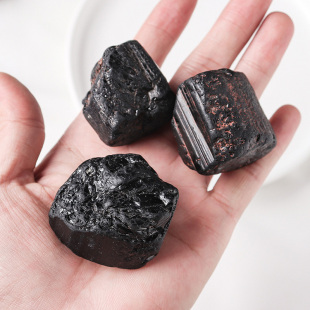 天然黑碧玺原石托玛琳原矿石大颗粒黑色电气石单晶体水晶家居摆件