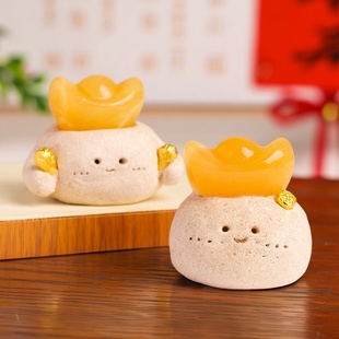 天然水晶元宝小豆丁马上有钱方解石水晶原石元宝新年工位招财摆件