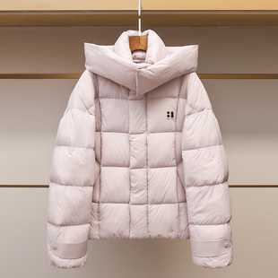 深圳南油高端女装2025冬新款云朵泡芙羽绒服女短款连帽面包服外套