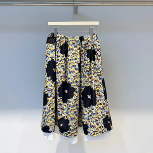 深圳南油高端女装2025冬季新款半身裙女植物学家碎花A型中长裙子