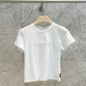 2026春季 新款 休闲风时尚 深圳南油高端女装 简约刺绣白色短袖 上衣女