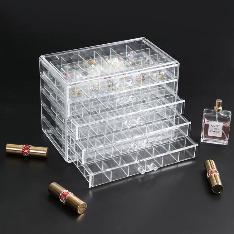 多格透明抽屉式首饰耳环口红粉饼大号亚克力眼影收纳盒耳钉项链