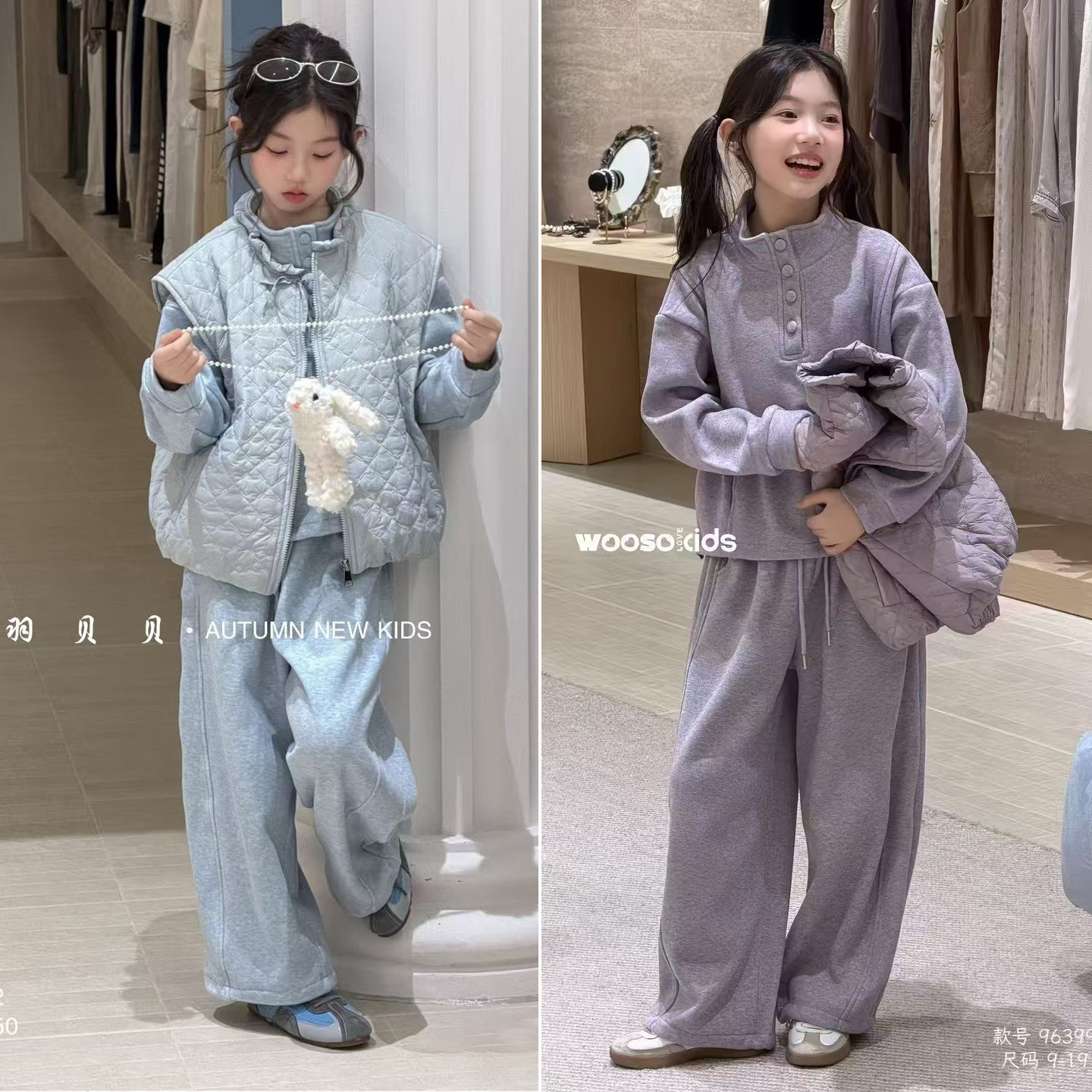 女童秋冬款棉马甲三件套2026新款儿童加绒卫衣卫裤女孩冬装运动服