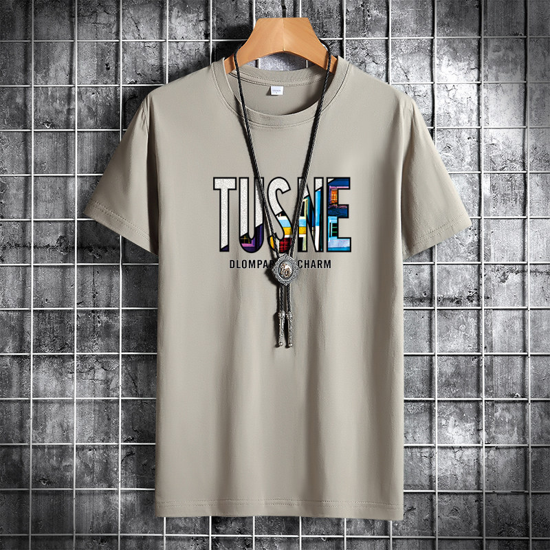 夏季男士短袖t恤潮青春宽松纯棉衣服新款男装DT4824-TUSN字母-P15,男装T恤,星座1410（原1902A）