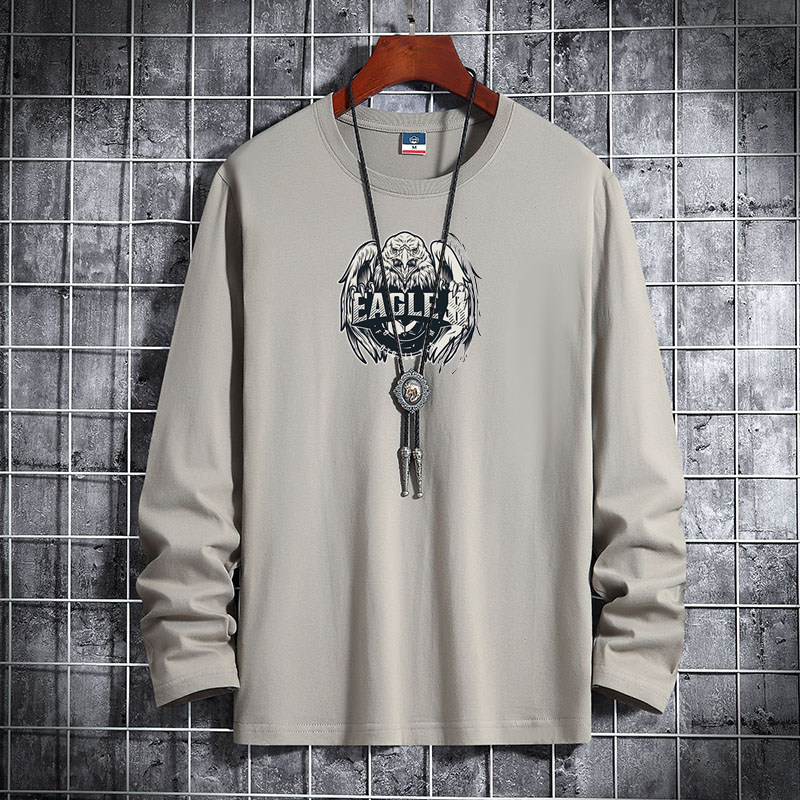 秋新款韩版潮男士纯棉圆领长袖T恤男式码号标CT6888-EAGLE鹰-P18,男装T恤,星座1410（原1902A）