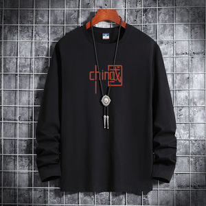 新款韩版潮男大码纯棉圆领长袖T恤男码号标CT61014-CHINA-P18图片