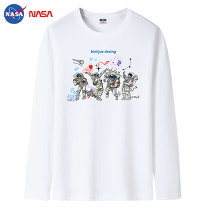 2022NASA新款韩版春秋男士纯棉圆领长袖T恤大码码号标CT6NS02-P18图片