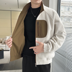 秋季夹克外套男休闲外套情侣款潮牌宽松双面穿立领夹克 JK2553P80图片