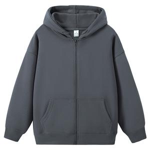 开衫卫衣350克大毛圈45棉 纯色宽松连帽卫衣情侣装校服WY8006-P42图片