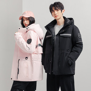 2022精品中长款羽绒服情侣款便携式后松紧背带羽绒服 YR2033P190图片