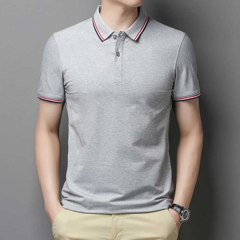 夏季翻领短袖t恤青年修身休闲polo衫男韩版纯棉刺绣装 pl9978p40