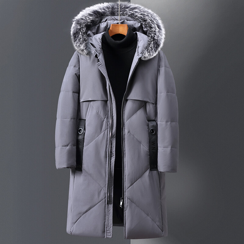 2024新款羽绒服男中长款真毛领白鸭绒过膝加长款主推YR901-P130，男装羽绒服，星座1902A（原星座1216）