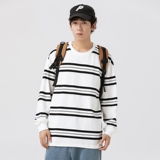 春秋新款港风宽松服条纹二开情侣圆领T恤男女纯棉卫衣男WY2396P50，男装T恤，星座1410（原1902A）