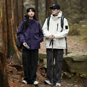S-8XL薄防风防水冲锋衣男女大码夹克春秋户外情侣登山服JK6688P65图片