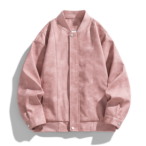 美式PU皮棒球服外套男春秋季新款潮早春痞帅工装男夹克JK206P80图片