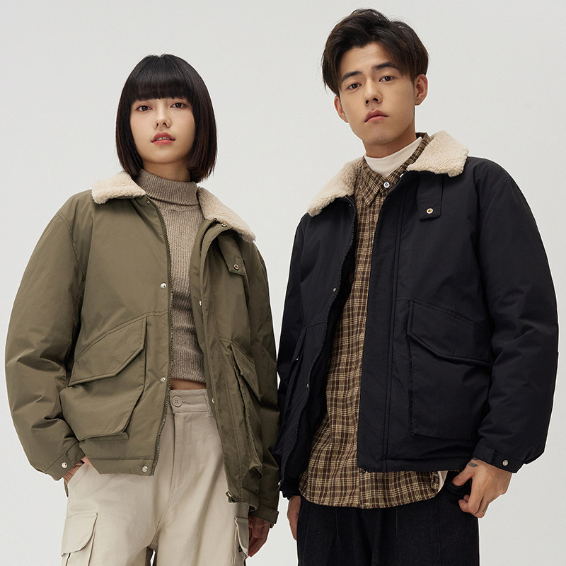 冬季羽绒服男短款羊羔绒翻领外套男士运动保暖防寒上衣YR1308P110,男装羽绒服,星座1410（原1902A）