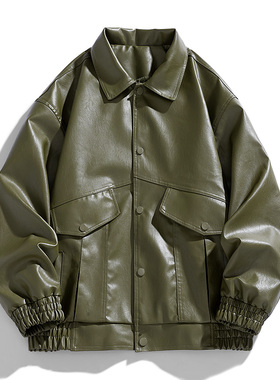 跨境外贸男装皮夹克新拼接男士夹克pu外套机车服皮衣男 PY589P75