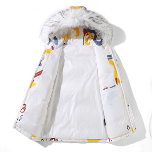 2021新款小恶魔短款潮牌羽绒服冬季情侣装加厚白鸭绒保暖外套P130图片