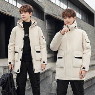 男女羽绒服外套男YR059P75 工装 冬装 户外情侣白鸭绒羽绒服中长款