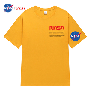 NASA夏季新款英文字母男T恤印花百搭港风简约短袖男潮NS37P20图片