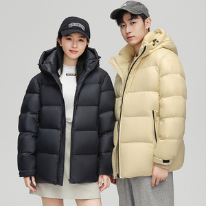 冬季羽绒服男士情侣连帽厚纯色二开版型抗寒上衣外套 YR907-2P200图片