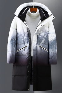 冬季渐变羽绒服男中长款过膝2021年新加厚雪山潮流大衣YR9878图片