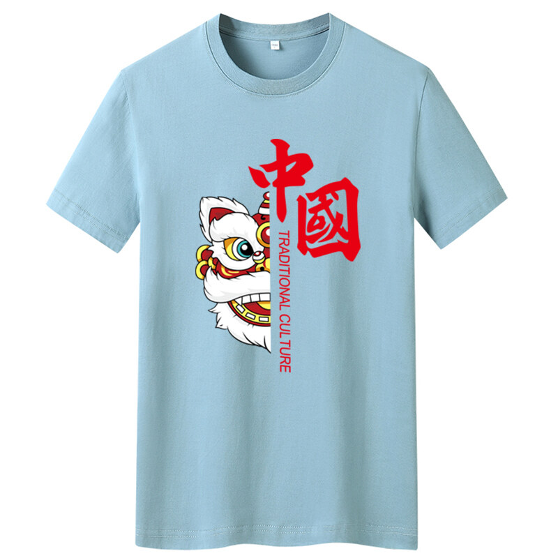 夏季男士短袖t恤潮流潮宽松纯棉T恤2024新款DT4421-醒狮-P15,男装T恤,星座1410（原1902A）