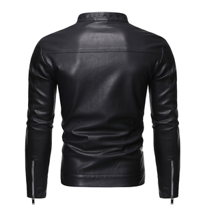 跨境外贸男士外套春秋款皮衣夹克男装PU皮机车服皮衣PY603加绒P75图片