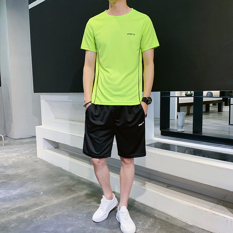 短袖t恤男士夏季冰丝速干运动套装潮流跑步球衣健身篮球服两件套,女装套装/套裙,星座1410（原1902A）