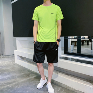短袖t恤男士夏季冰丝速干运动套装潮流跑步球衣健身篮球服两件套图片