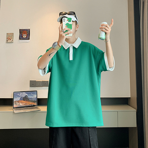 中性款POLO衫夏季短袖棉质舒适透气条纹翻领青少年T恤衫PL2369P38图片