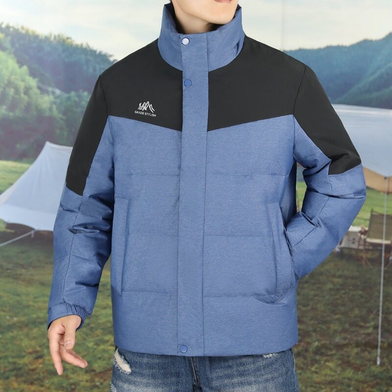 户外冲锋衣标50%白鸭绒羽绒服男短款加厚立领外套YR7505P105,男装夹克,星座1410（原1902A）