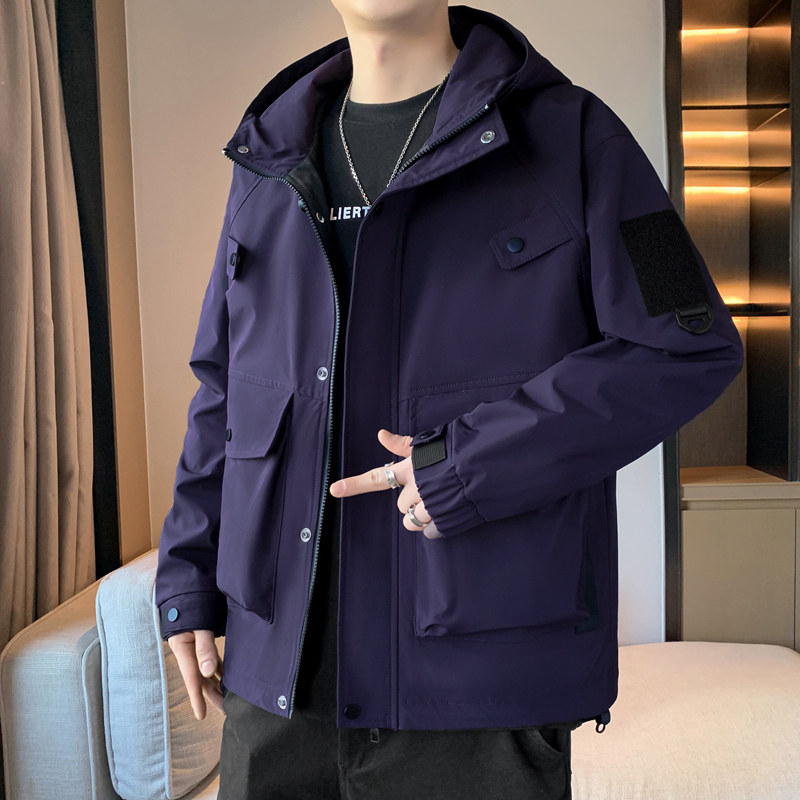 男士3D防水夹克春秋季情侣多色大拉链口袋工装防水夹克JK2527P78,男装夹克,星座1410（原1902A）