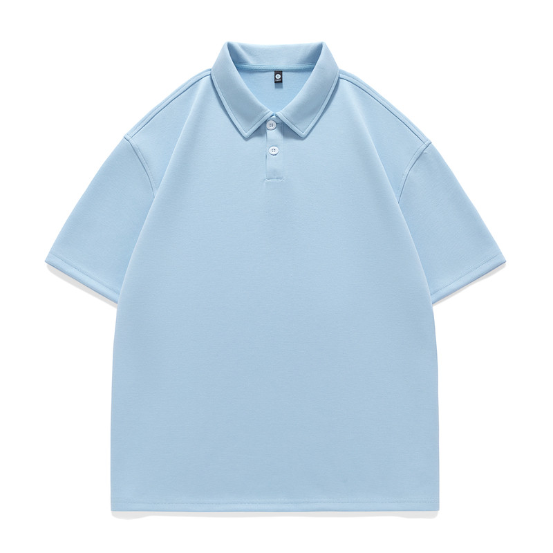 夏季新款纯色短袖POLO衫男二开落肩情侣款短袖T恤衫 PL3363P40图片
