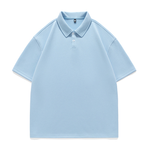 夏季新款纯色短袖POLO衫男二开落肩情侣款短袖T恤衫 PL3363P40图片