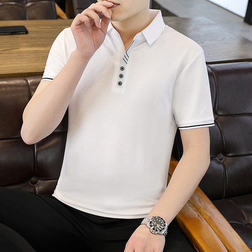 夏季丝光棉高品质男士短袖T恤全棉薄款商务翻领男装 PL3315P36