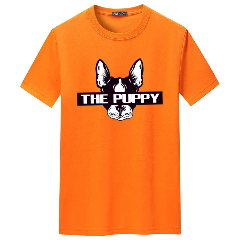 夏季男士短袖t恤潮流宽松cvc60%棉t恤新款男装dt3079-黑白狗-p15