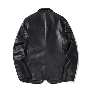 跨境外贸男士外套春秋款皮衣夹克男装PU皮机车服连帽皮衣PY611P68图片