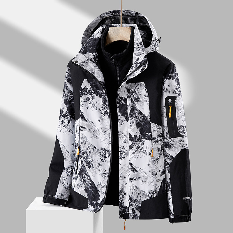 秋冬男女款夹克户外三合一冲锋衣可拆卸两件套登山服CF22170P95,男装夹克,星座1410（原1902A）