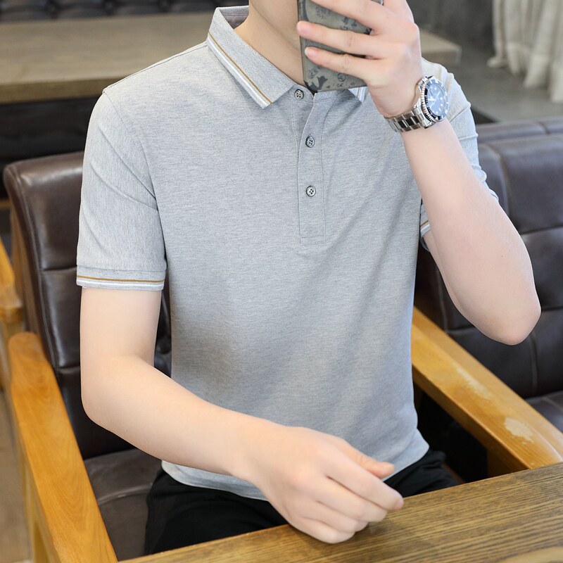 男士POLO衫春夏季纯色公版商务短袖棉质上衣T恤衫二开PL3399P40,男装Polo衫,星座1410（原1902A）