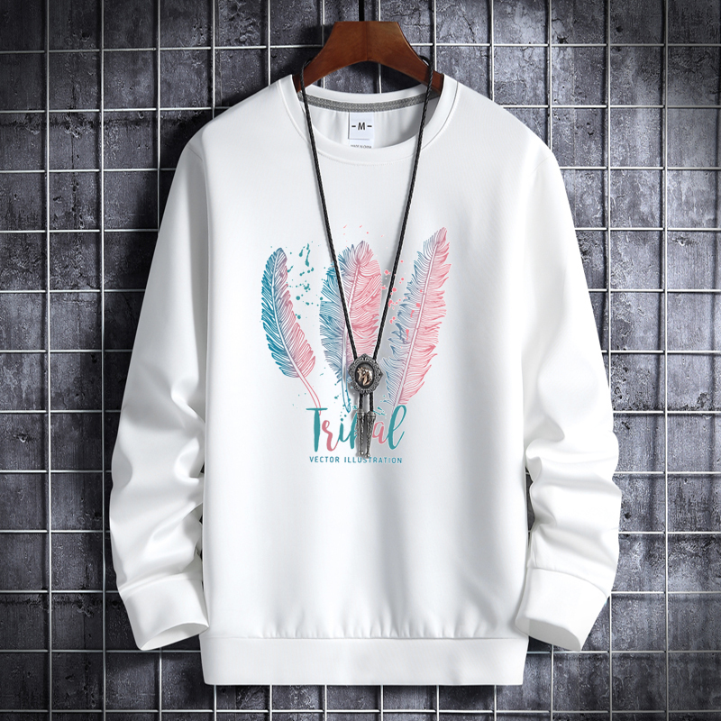 Men's qiuweiyi men's round neck Korean hip hop sports coat Hong Kong style top fashion three feathers