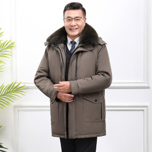 2021年羽绒服男中老年派克服大码可拆卸爸爸冬装中长款 YR877图片