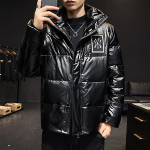 2021羽绒服男短款NY潮亮面冬季白鸭绒加厚休闲连帽外套 YR9808图片