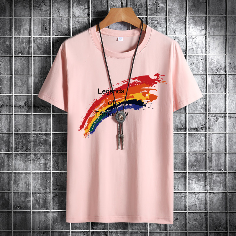 夏季男士短袖t恤潮流潮牌宽松纯棉衣服2021新DT4481-七彩-P15,男装T恤,星座1410（原1902A）
