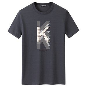 夏季短袖t恤潮流宽松CVC60%棉衣服新款男装DT3454-KKK图片