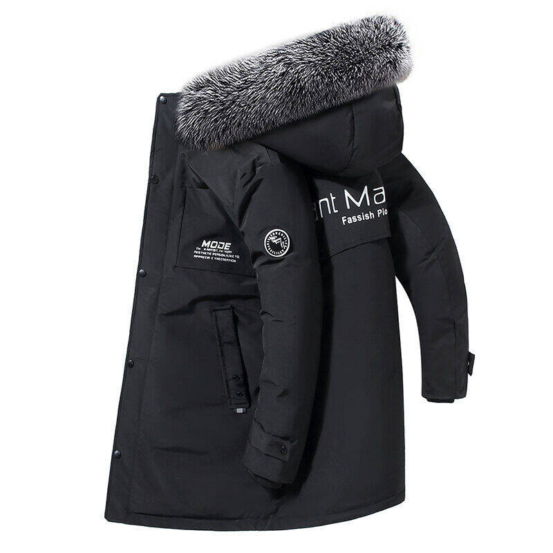 2021冬季羽绒服韩中长款连帽大毛领男士加厚白鸭绒外套YR9868P160，男装羽绒服，星座1410（原1902A）