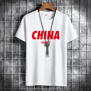 夏季男士短袖t恤潮流潮宽松纯棉T恤2024新DT4010-红字CHINA-P15图片