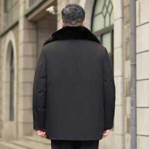 中年男士羽绒棉服中长款爸爸冬装外套棉衣中老年棉袄 MY23-2 P100图片